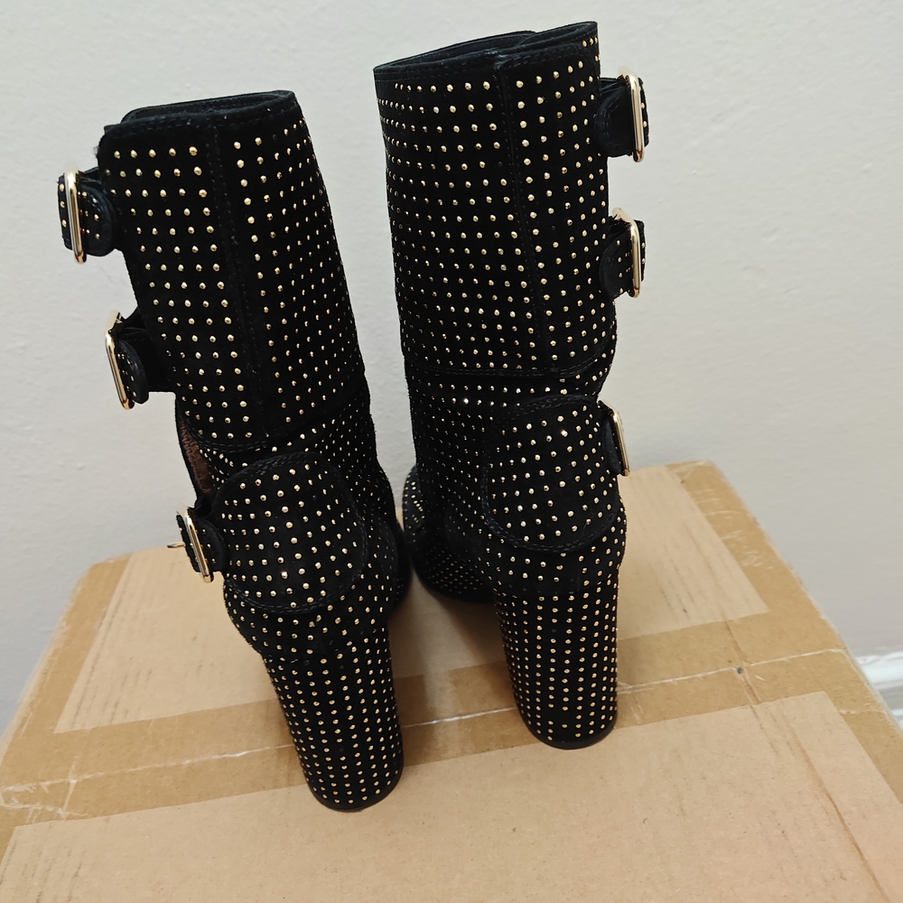 Laurence Dacade Black and Gold Buckle Heeled Boots - Picture 3 of 9